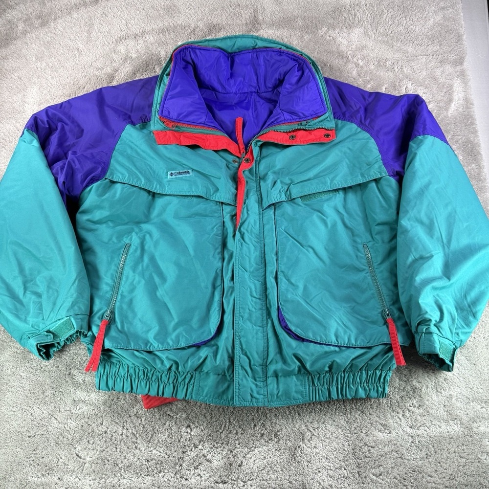 Vintage 90s Columbia Powder Keg Reversible Puffer Jacket Mens XL Colorblock